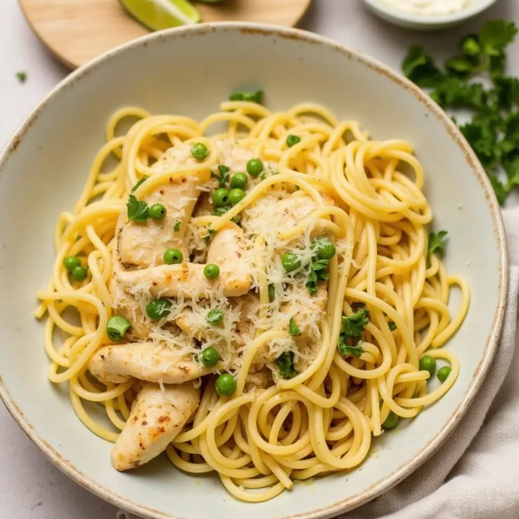 A family enjoying Garlic Parmesan Chicken at a dinner table with the dish displayed prominently.