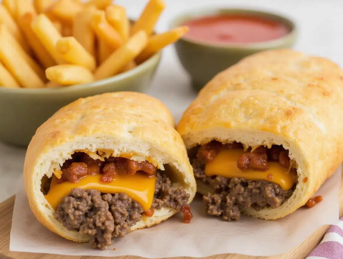 Close-up of Hot Pockets Philly Steak and Cheese showing golden crust and melted cheese.