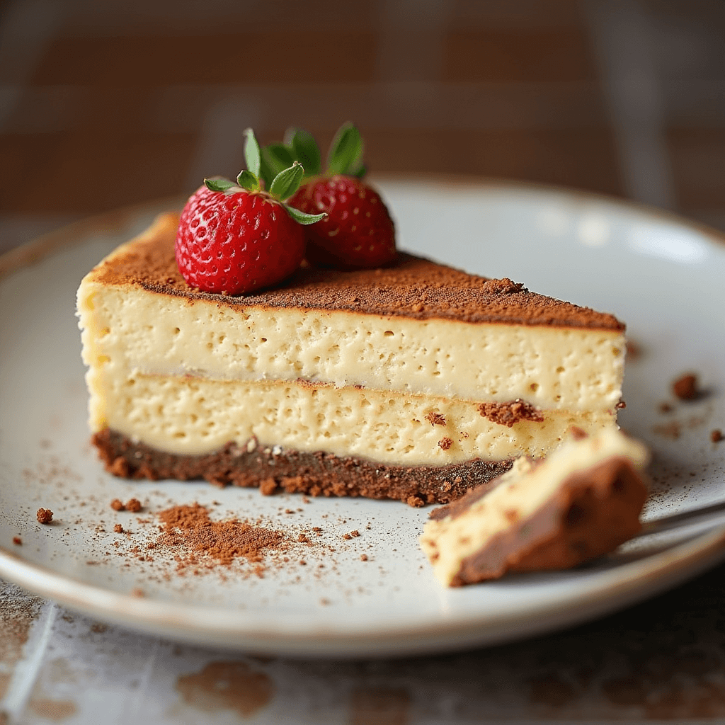 lated tiramisu cheesecake ready to serve.