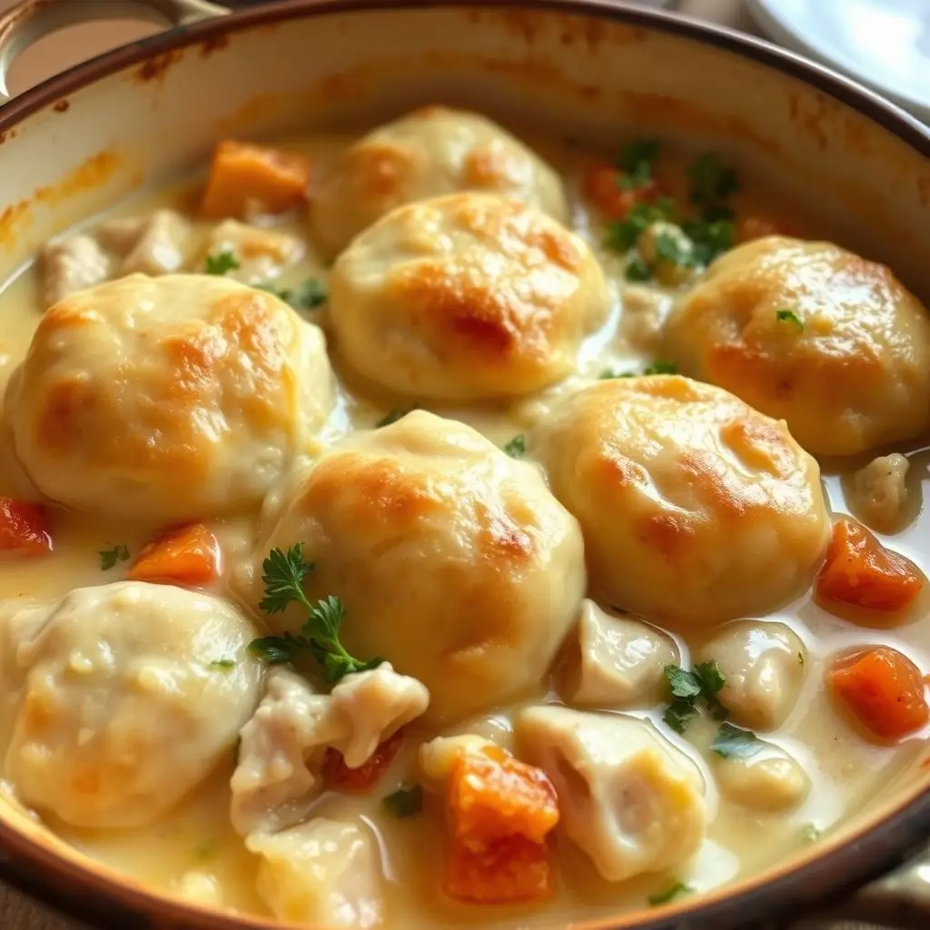 Mixing flour, baking powder, butter, and milk to make dumpling dough