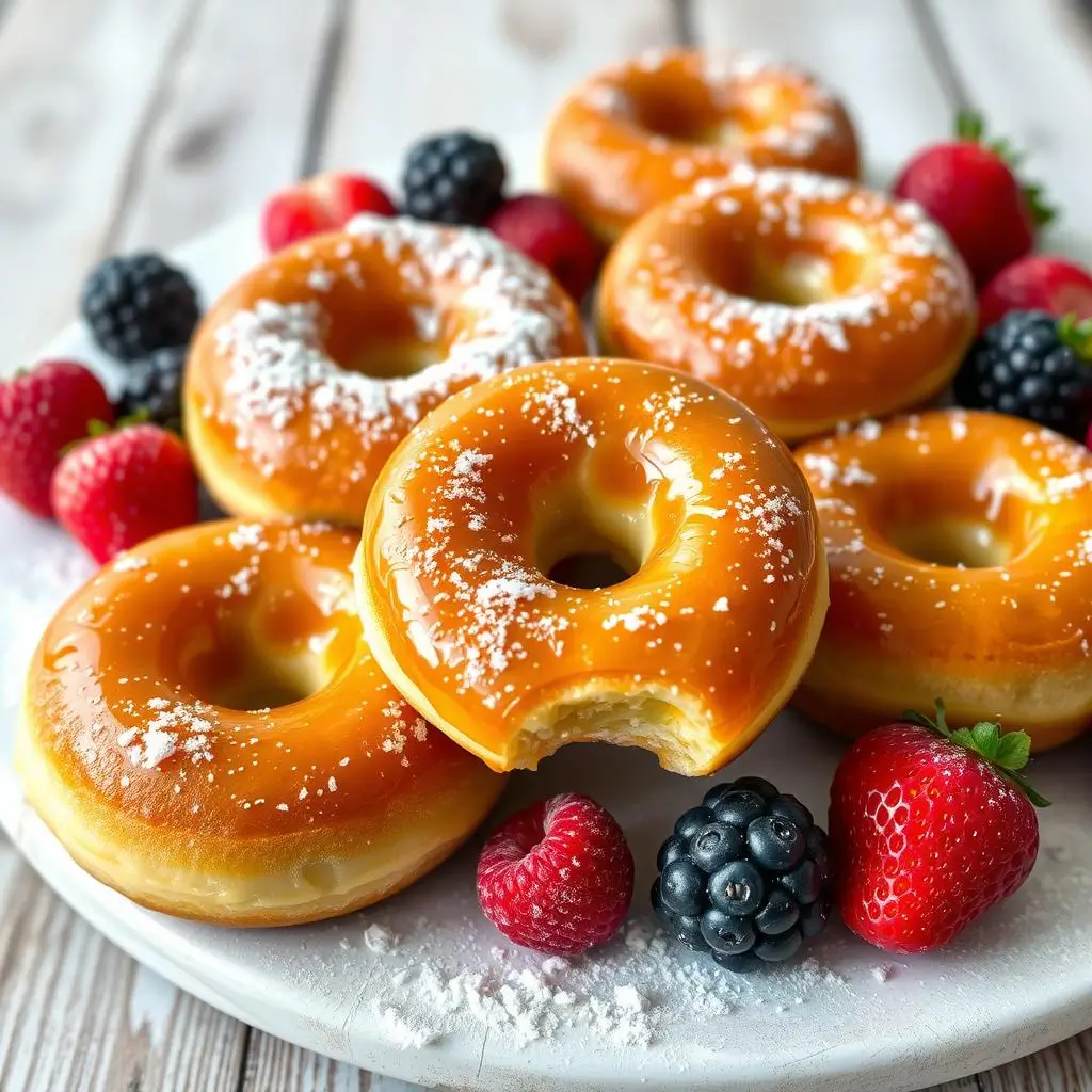 Soft, golden donut bases ready for custard filling and caramelized topping.